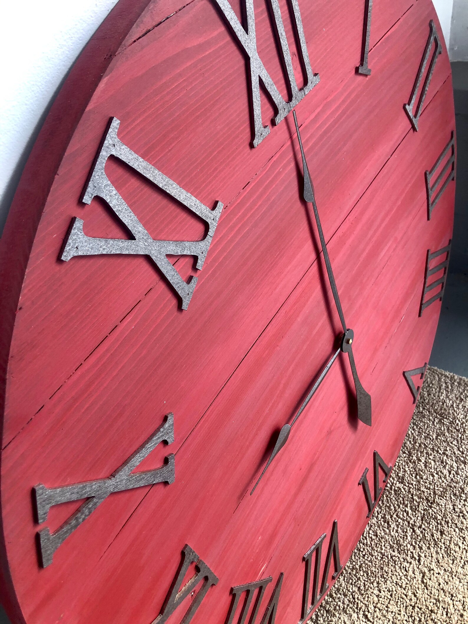 30 Rustic Red Farmhouse Wall Clock Office Logo Etsy