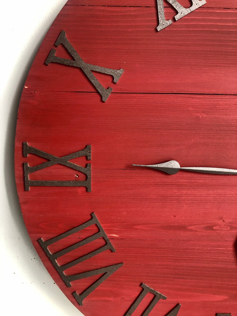 24 Red Farmhouse Wall Clock Etsy