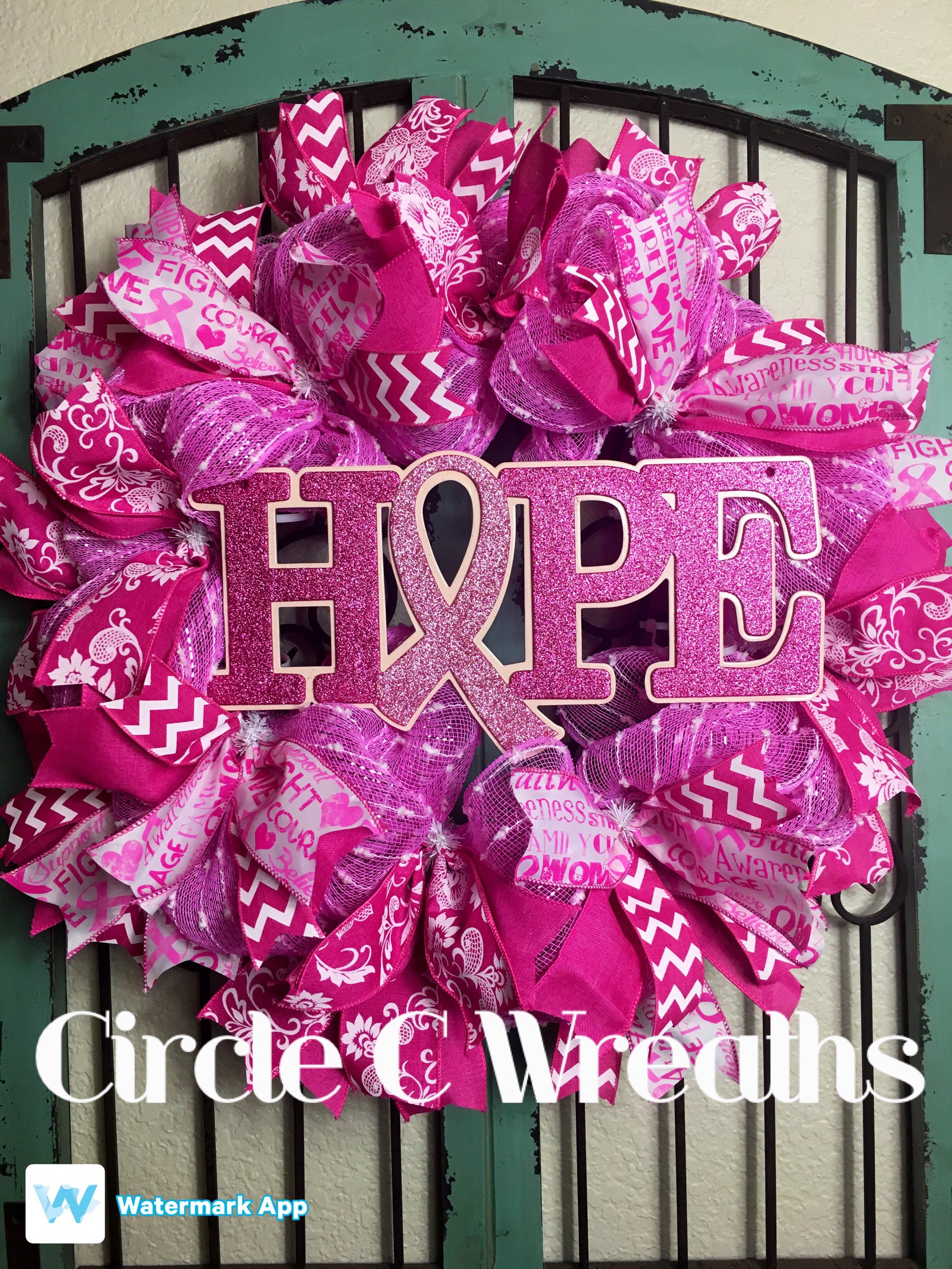 Breast Cancer Awareness Front Door Wreath Hope Wreath Cancer