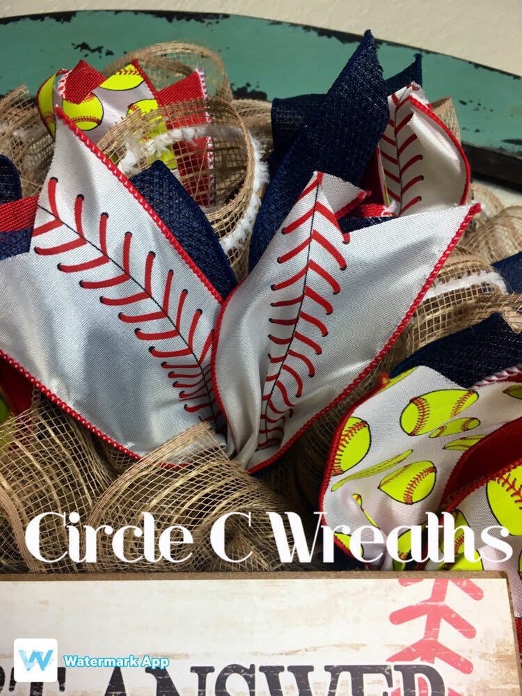 Softball Wreath Baseball Wreath Check The Ball Field If We Don