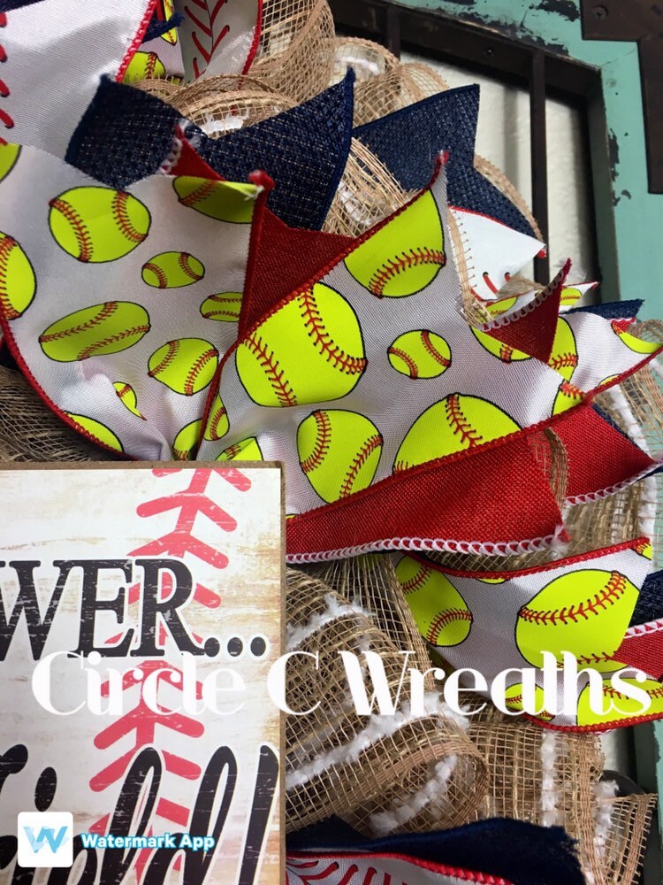 Softball Wreath Baseball Wreath Check The Ball Field If We Don