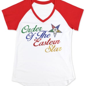 Order of Eastern Star V-Neck White Sparkling Tee