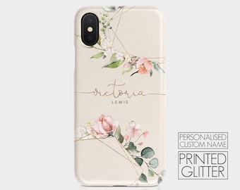 Tirita Personalised Initials Custom Hard Phone Case Cover Compatible with iPhone 12 /& 12 Pro Floral Space Love Red Rose Bud