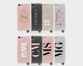 Personalised Initials Custom Soft Clear Gel Phone Case Gold Pink Printed Glitter Monogram iPhone 6s 6 Plus 7 8 Plus X Xs 11 Xr Samsung 8 9