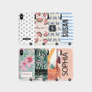 Personalised Initials Custom Hard Phone Case Palm Trees Leaves Crabs Watermelon for iPhone 14 13 12 11 Xs 5s 8 SE 6s Samsung Galaxy S20 S10