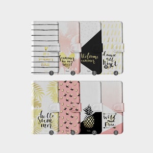 Tirita Brieftasche Leder Flip Handyhülle Sommer Ananas Bananen Streifen Blätter für iPhone 15 14 13 12 11 5 SE 6 7 8 Plus X Xr Xs Max Samsung