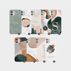 Tirita Personalised Case Custom Cover Aesthetic Earthy Tones Nature Minimalistic Monogram Name iPhone 15 14 13 12 11 7 10 SE Samsung S20 S10