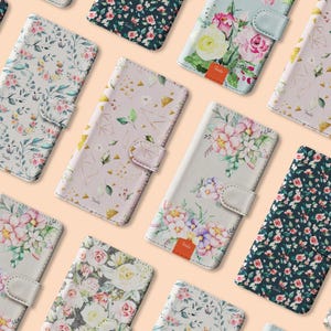 Étui portefeuille en cuir Tirita pour téléphone portable, Shabby Chic, fleurs printanières fraîches, pivoines roses pour iPhone 16 15 14 13 12 11 5s SE 6 8 SE Samsung Galaxy