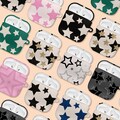 Case for AirPods 4 3 2 1 & AirPods Pro 1 2 3  Hard Cover with Clip Keychain Keyring Airpod Case Big Bold Stars Festive Classic Stars