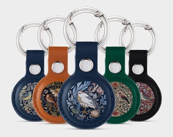 William Morris Airtag Holder | Vegan Leather Airtag 2 & 1 Case | Apple Airtag Keyring or Keychain | Cute Air Tag Cover Perfect Gift for her