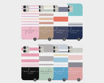 Tirita Personalised Case Custom Cover Colourful Striped Pastel Stripes Lines Name for iPhone 15 14 13 12 11 8 XS SE 2022 Samsung S20 S10 S9