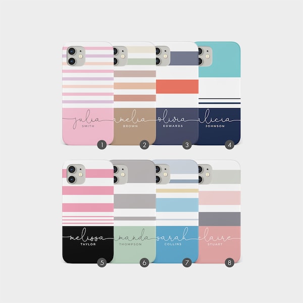 Tirita Personalised Case Custom Cover Colourful Striped Pastel Stripes Lines Name for iPhone 15 14 13 12 11 8 XS SE 2022 Samsung S20 S10 S9