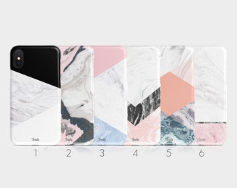 Tirita Hard Phone Case Marble Granite Pink Rose Geometric Lines Stone iPhone 12 5 5s SE 6 6s 7 & 8 Plus X Xs 11 Samsung Motorola LG Huawei