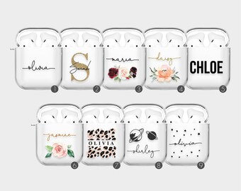 Tirita Housse de boîtier AirPod personnalisée pour AirPods 1 2 AirPods 3 AirPods Pro 1 & 2 Cute Designer Girls Designer UK Case avec porte-clés clip