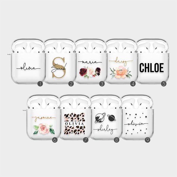 Tirita Personalisierte AirPod Hülle für AirPods 1 2 AirPods 3 AirPods Pro 1 & 2 Niedliche Designer Mädchen Designer UK Hülle mit Clip Schlüsselanhänger