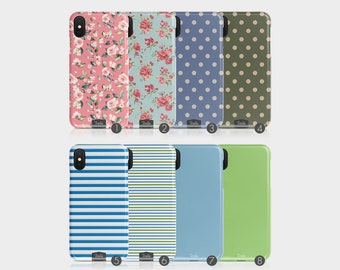 Tirita Hard Phone Case Shabby Chic Retro Roses Polka Dots Stirpes Gold for iPhone 14 13 12 11 Xs 5s 8 SE 6s Samsung Galaxy S20 S10