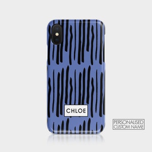 Personalised Initials Custom Hard Phone Case Stripes Polka Dots Abstract Lines Name iPhone 12 11 5 5s SE 6 7&8 X Xs Xr 11 Samsung Motorola 02