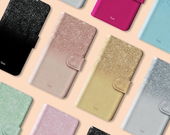 Wallet Leather Flip Phone Case Ombre Gradient Faded Rose Gold for iPhone 17 16 15 14 13 12 Pro Max Plus Samsung S25 S23 S21