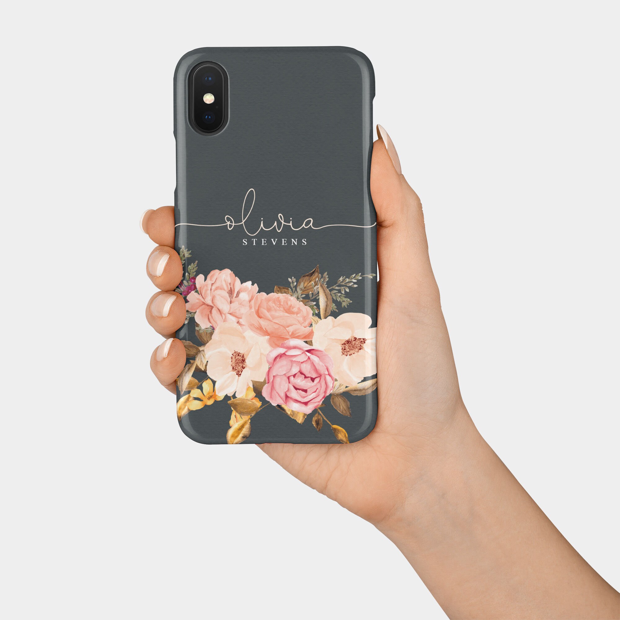 Personalised Custom Hard Phone Case Floral English Roses Etsy