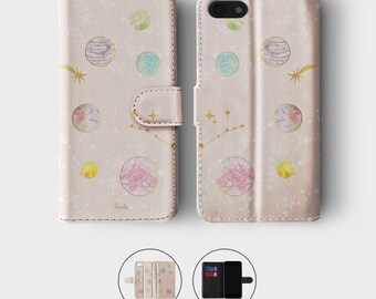 Tirita Wallet Leather Flip Phone Case Celestial Moon Stars