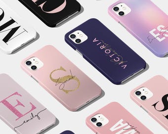 Personalised Phone Case | Custom Name Initials for iPhone 17 16 15 14 13 Pro Max & Samsung S25 S24 S23  Big Fancy Font Letters Text Monogram