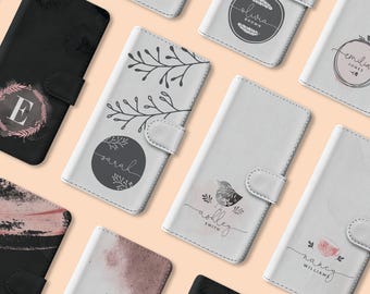 Personalised Wallet Flip Case Custom Birds Leaves Feathers Wreath Watercolour for iPhone 17 16 15 14 13  12 Pro Max Plu Samsung S25 S23 S22