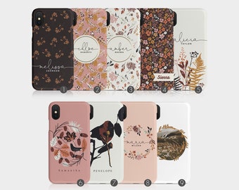 Tirita Personalisierte Hülle Custom Cover Herbst Blätter Blumen Natur Kranz Botanischer Name für iPhone 15 14 13 12 11 7 10 SE Samsung S20 S10