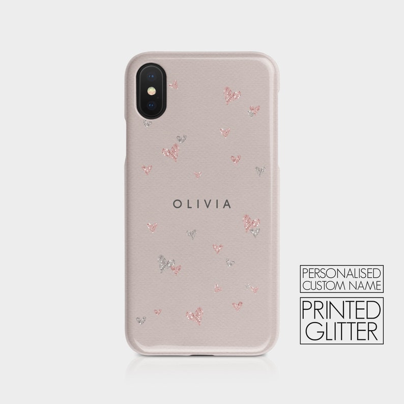 Personalised Initials Custom Hard Phone Case Polka Dots Heart Rose Gold Monogram for iPhone 15 14 13 12 5 SE 6 6s 8 Xs Xr Samsung S20 S10 03