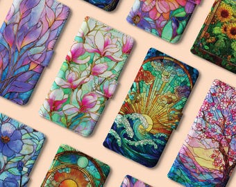 Stained Glass Wallet Phone Case | Iphone 17 Cases | Iphone 16 | Iphone 13 | Iphone 15 | Iphone 14 | Iphone 11 Pro Max Plus | S22 S24 S25