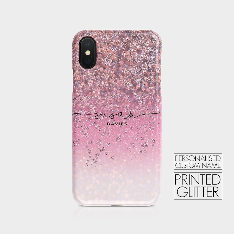 Personalised Initials Custom Hard Phone Case Luxory Printed Glitter Ombre Sparkly Name for iPhone 15 14 13 12 5 5s SE 6 7 8 Plus Samsung S20 02