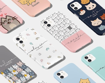 Tirita Personalised Phone Case Custom Cover Cats Kitten Kawaii Manga Animal Cartoon for iPhone 17 17e 16 15 14 13 12 11 SE, Samsung S25 S24