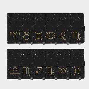 Funda para teléfono con tapa tipo billetera Tirita con tarjetero, signos del zodíaco, astrología, horóscopo y estrellas para iPhone 15, 14, 13, 12, 11, 7, 8, SE, XR, Samsung S20, S10, S9