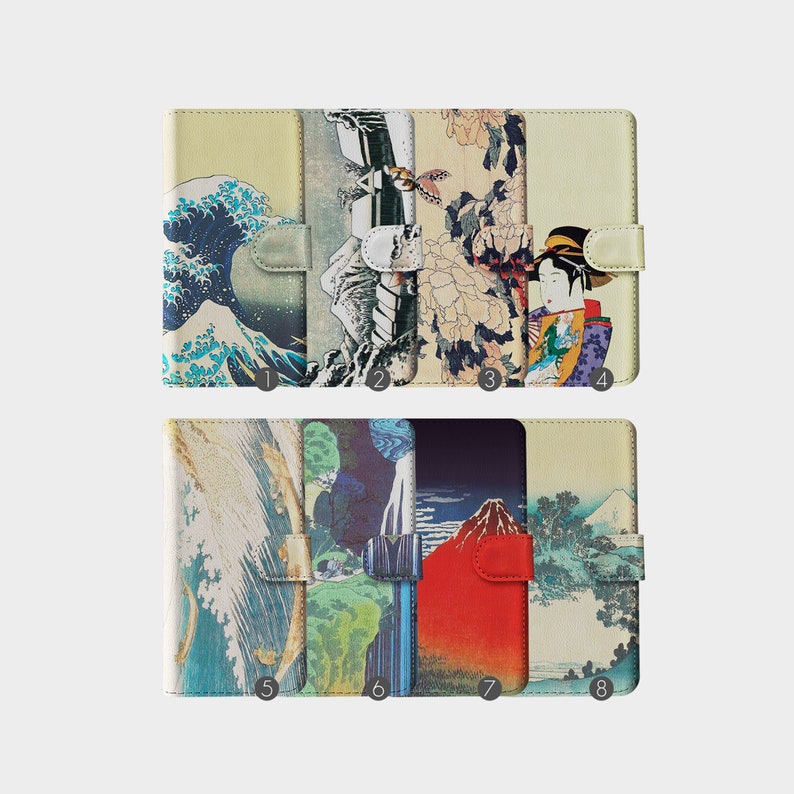Portefeuille Tirita Étui pour téléphone à rabat en cuir Japon Art Geisha Hokusai Peintures Grande Vague Fuji pour iPhone 15 14 13 12 11 5 SE 8 Xr Samsung image 1