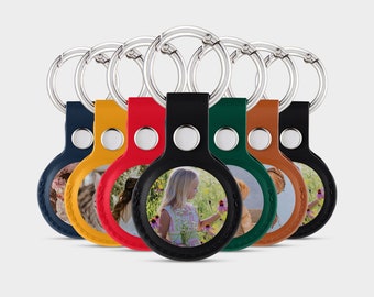 Personalised Custom Photo Picture Image AirTag Keyring Holder for Apple AirTag 2 & 1 - Case with Key Ring for Apple Air Tag -Photo in Circle