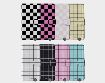 Tirita Wallet Leather Flip Phone Case Check Pattern Checkered Black And White Pink for iPhone 15 14 13 12 11 5s SE 6s 7 8Plus X Xr Samsung