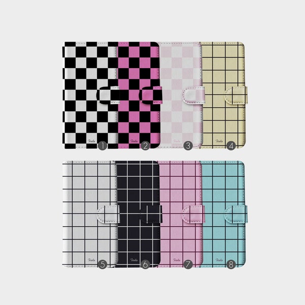 Tirita Wallet Leather Flip Phone Case Check Pattern Checkered Black And White Pink for iPhone 15 14 13 12 11 5s SE 6s 7 8Plus X Xr Samsung