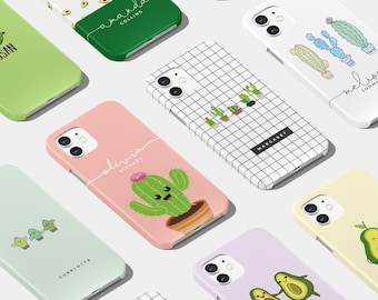 Personalised Custom Hard Phone Case Kawaii Cactus Baby Avocado Cute Name for iPhone 17 16 15 14 13 12 Pro Max Plus Samsung S25 S24 S23 S22