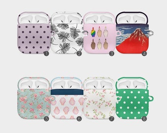 Tirita AirPod Case Cover for AirPods 4 3 2 1 & AirPods Pro 3 2 1 Aesthetic Airpod For Girls Case with Clip Keychain Hokusai Floral Polka Dot