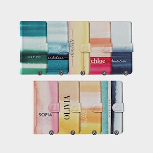 Tirita Personalisierte Geldbörse Flip Case Benutzerdefinierte Sommer Farbverlauf Bold Monogramm Name für iPhone 15 14 13 12 11 XR SE Samsung Galaxy S20 S10