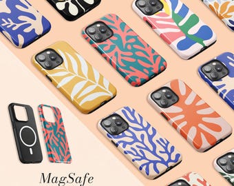 Floral Matisse Phone Case | MagSafe iPhone 17 Case | Tough iPhone 17 Pro Max Air 16 Pro 16 Plus 16e 17e 15 14 13 Mini 12 11 Cover