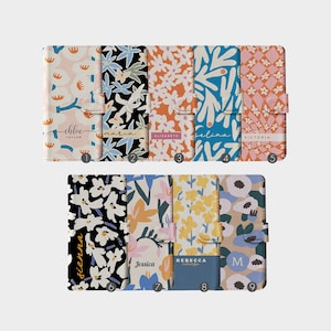 Tirita Personalised Wallet Flip Case Custom Floral Retro Flowers Modern for iPhone 15 14 13 12 11 8 XR SE Samsung Galaxy S20 S10 S9