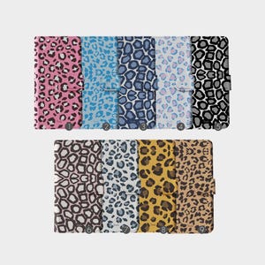Custodia a portafoglio con cerniera per iPhone 16 15 14 13 12 Pro Max SE e Samsung S20 S10 con slot per carte, stampa leopardata, animali selvaggi, Africa