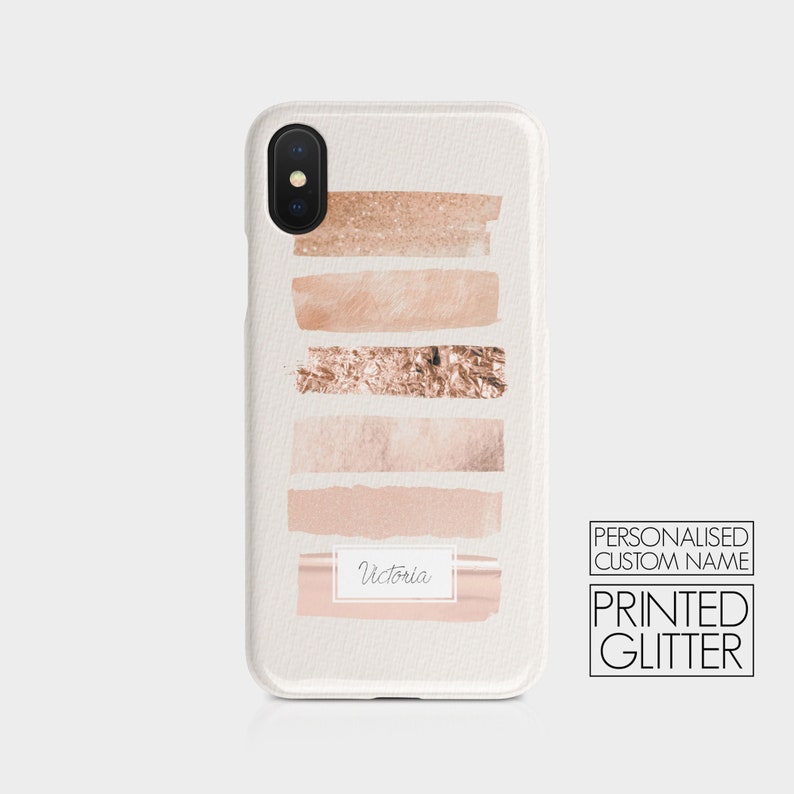 Personalised Initials Custom Hard Phone Case Marble Rose Gold Stripes Name for iPhone 15 14 13 12 11 Xs 5s 8 SE 6s Samsung Galaxy S20 S10 05