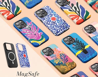 Coral Matisse Phone Case | MagSafe iPhone 17 Case | Tough iPhone 17 Pro Max Air 16 Pro 16 Plus 16e 17e 15 14 13 Mini 12 11 Cover