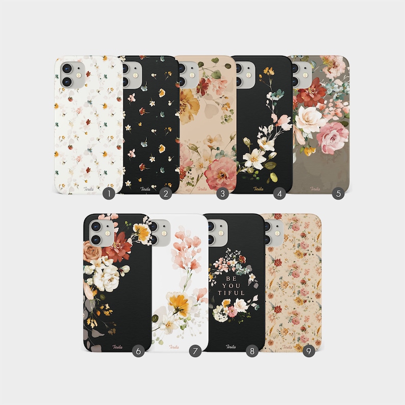 Tirita Hard Phone Case Cover Floral Roses Vintage Flowers Cherry Blossom Branch for iPhone 15 14 13 12 5 5s SE 6 7&8 X Xs Samsung S20 S10 S9 image 1
