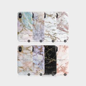 Personalised Initials Custom Hard Phone Case Marble Gold Granite Veins Stone for iPhone 15 14 13 12 11 Xs 5s 8 SE 6s Samsung Galaxy S20 S10