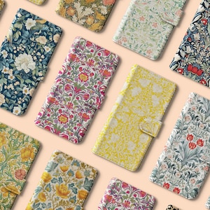 Étui pour téléphone portefeuille William Morris | Coques Iphone 16 Pro | iPhone 13 | Iphone 15 | Iphone 14 | iPhone 11 | Iphone 15 Pro | Samsung S23 S22 S21