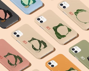 Phone Case for iPhone 17 17e 16 15 14 13 12 Pro Max & Samsung S25 S24 S23 | Hard Phone Cover Japanese Print Art Hoji Matsumoto Frog Grumpy