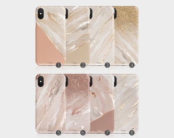 Étui pour téléphone Tirita marbré feuille d'or ombré or rose beige dégradé luxe pour iPhone 15 14 13 12 11 6 7 8 10 SE Samsung Galaxy S20 S10