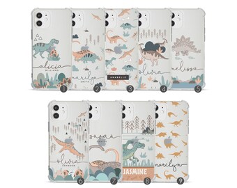 Tirita Personalised Shockproof Case Bumpers Soft Clear Cover Awesome Dinosaur T Rex Jurassic Reptile for iPhone 15 14 13 12 SE 11 7&8 PLUS X